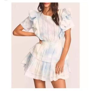 LoveShackFancy L Natasha ruffle lace mini dress
